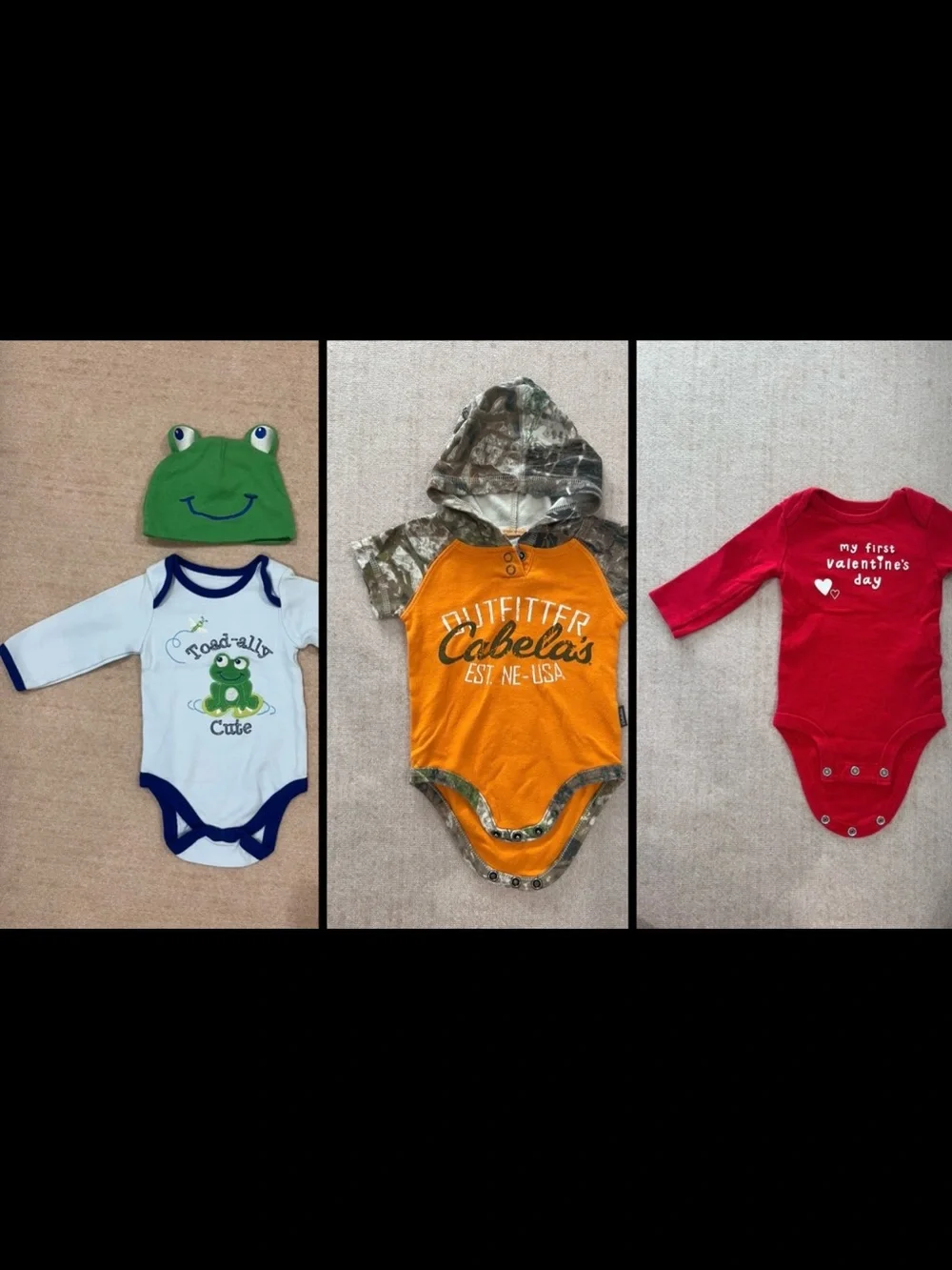 Baby Bodysuit Bundle Size 3 Months Vitamins Baby, Cabela’s & Carter’s 100%Cotton